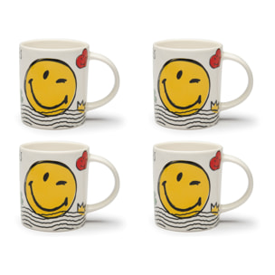 Set de 4 Mugs Excelsa – Smiley World, New Bone China Multicolore