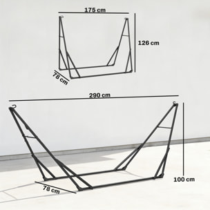 Soporte para Hamaca Plegable, Largo 290 cm, Soporte para Hamaca Portátil de Acero, Longitud Ajustable, con Bolsa de Transporte, Carga 120 kg, Negro
