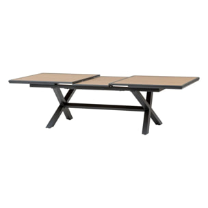 Table de jardin extensible "Axiome" effet bois honey & graphite 10 places en aluminium