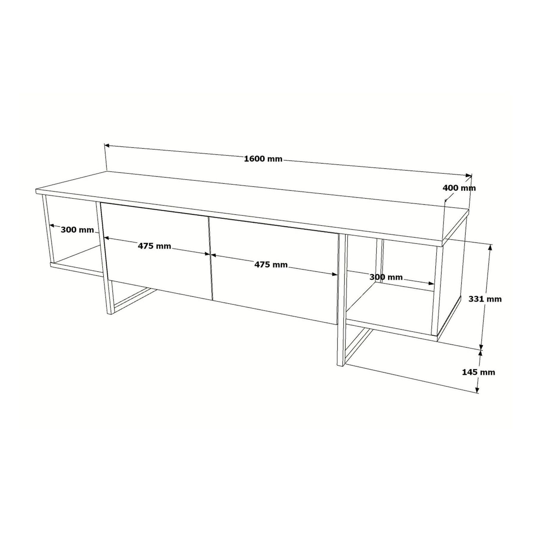 Mobile porta TV Dflorian, Credenza da soggiorno, Armadio basso per TV, Base parete attrezzata, 160x40h48 cm, Bianco e Oro