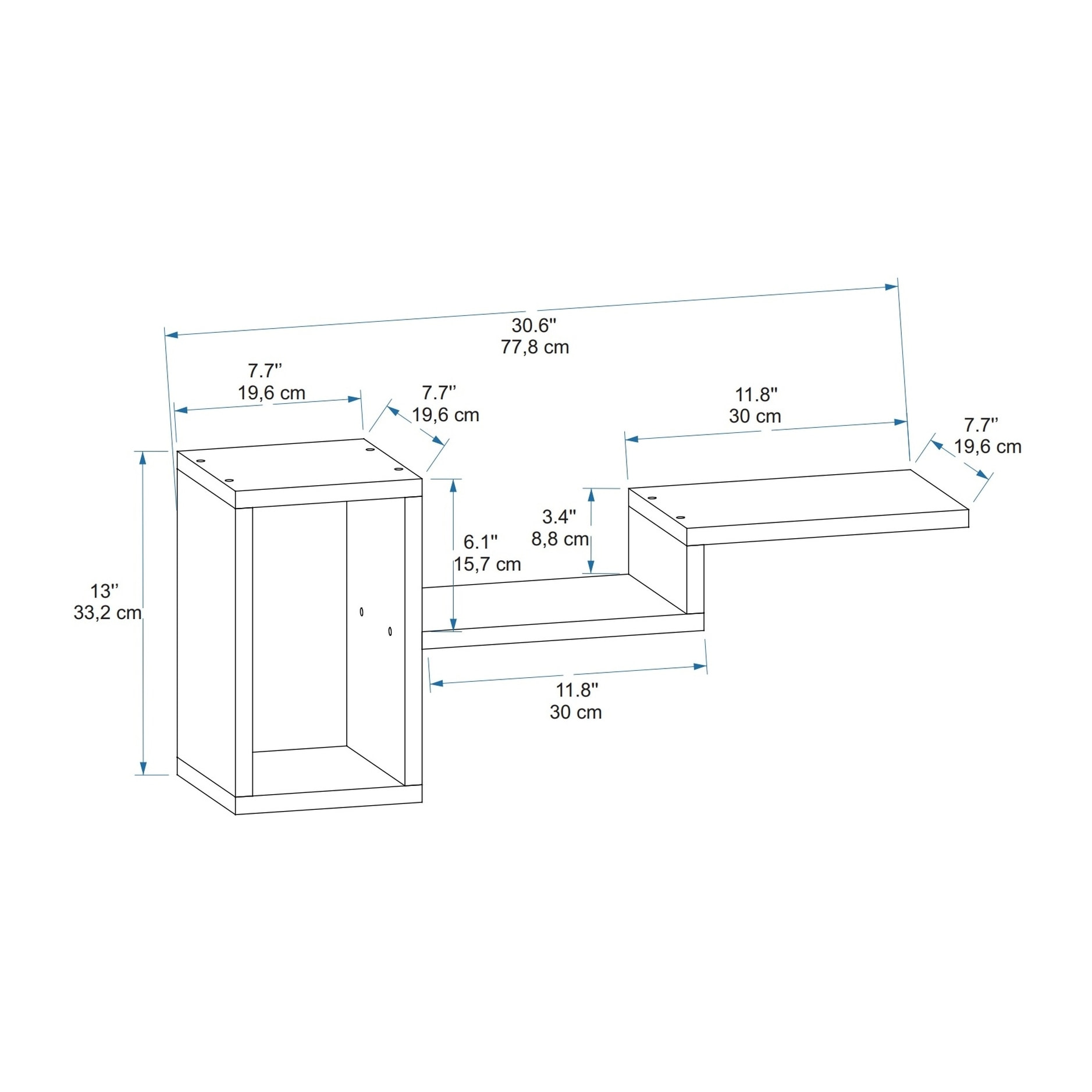 Estantería de pared nogal 33,2x77,8x19,6