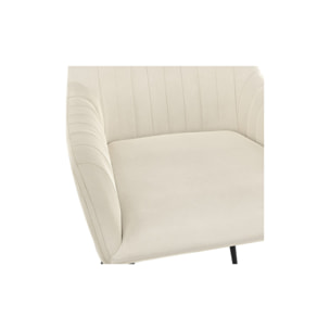 Chaises avec accoudoirs Ariana en velours et pieds métal - lot de 2 - Crème