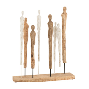 J-Line décoration figurines 8 Minces - bois/aluminium - blanc/naturel