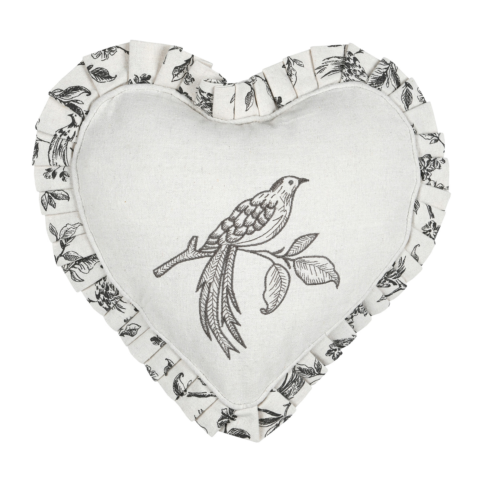 Coussin coeur style campagne chic - Ecru