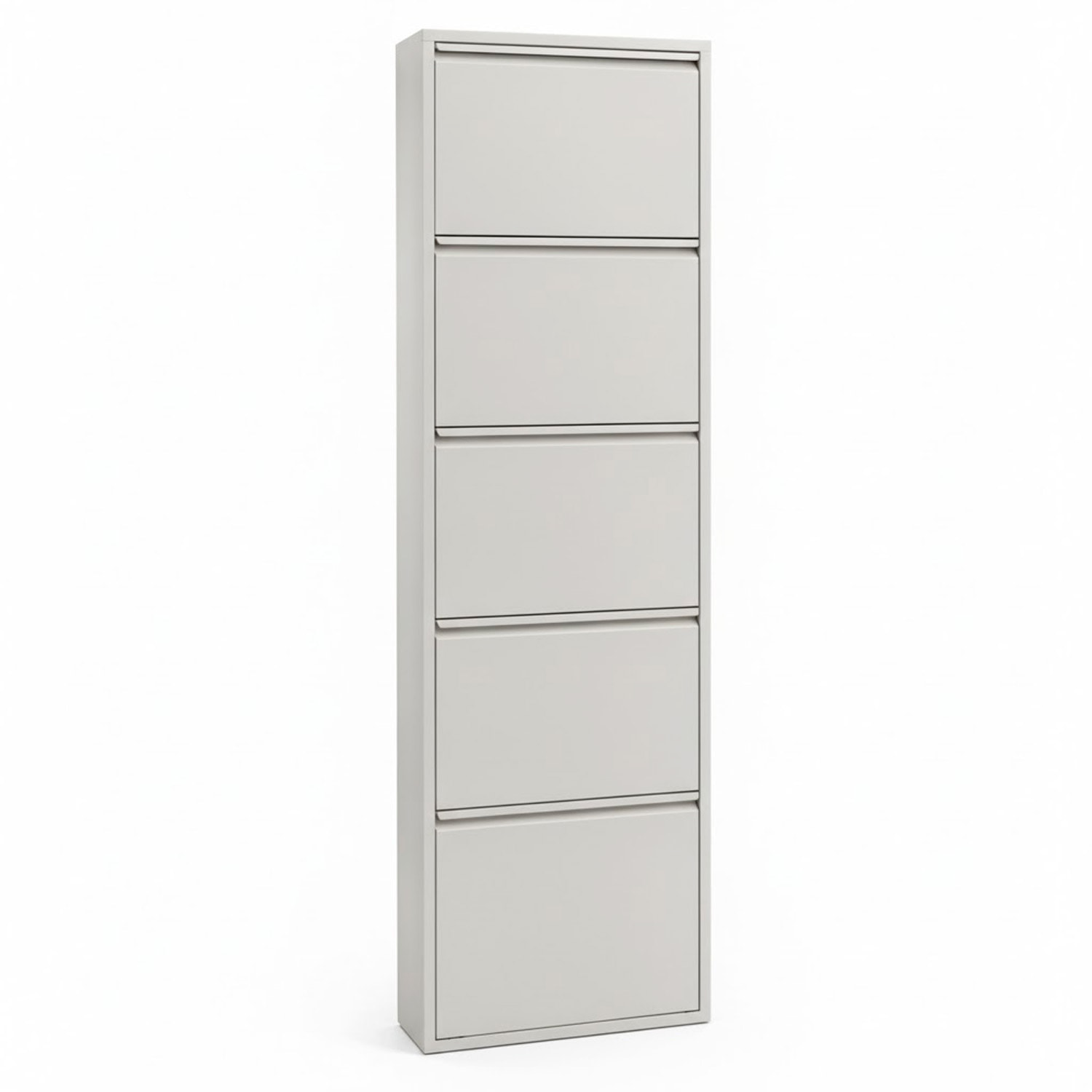 Scarpiera Slim In Metallo 5 Ante A Ribalta Ultra Sottile Salvaspazio Mobile Portascarpe Moderno Ingresso Camera Corridoio 172 x 50 x 15 Cm Grigio