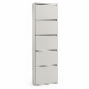 Scarpiera Slim In Metallo 5 Ante A Ribalta Ultra Sottile Salvaspazio Mobile Portascarpe Moderno Ingresso Camera Corridoio 172 x 50 x 15 Cm Grigio