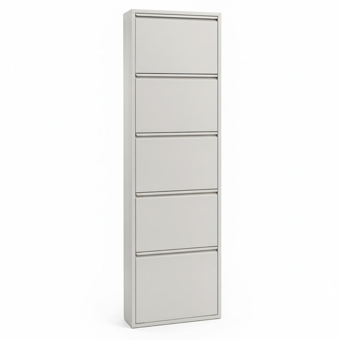 Scarpiera Slim In Metallo 5 Ante A Ribalta Ultra Sottile Salvaspazio Mobile Portascarpe Moderno Ingresso Camera Corridoio 172 x 50 x 15 Cm Grigio