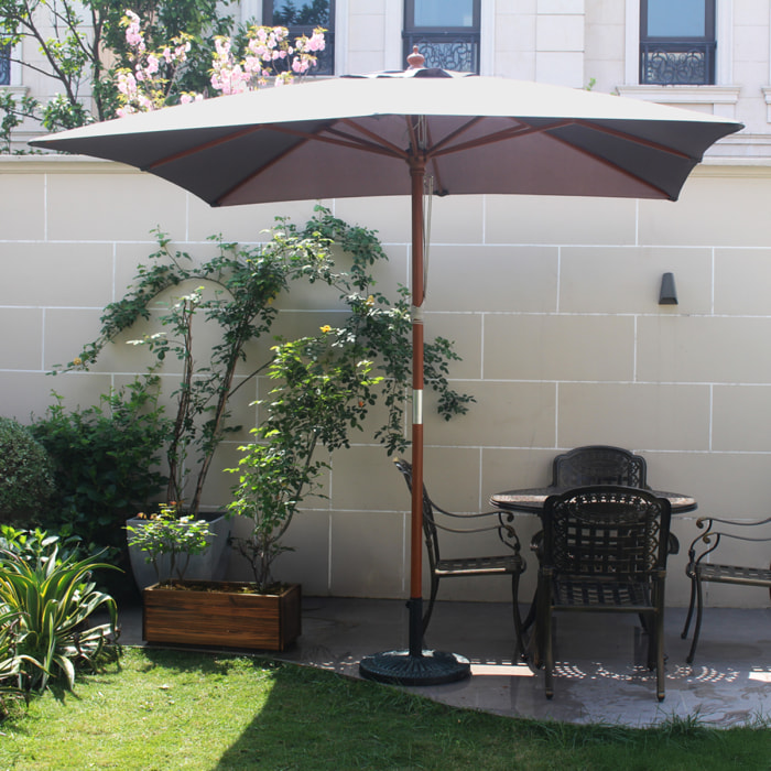 Parasol en bois carré toile grise PISO