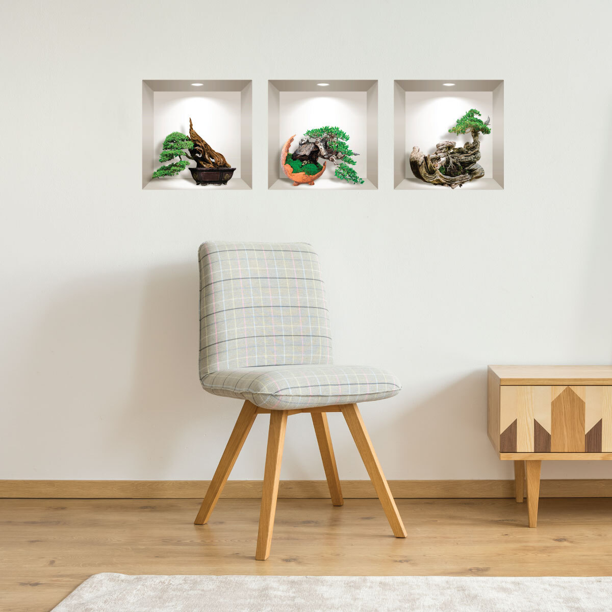 Stickers muraux 3D | Sticker Mural Autocollant effet 3D bonsais mystiques - Stickers adhésifs 3D Chambre Salon Trompe l'oeil