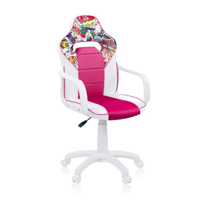 Silla gaming DRW Sticker - Blanco - Rosa DRW