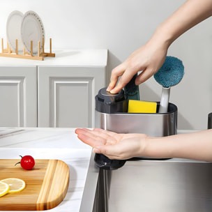Organisateur d'évier et porte savon en acier inoxydable