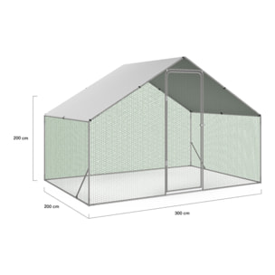 Enclos grillagé pour poules 6m² - 3x2m