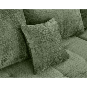 Rune - canapé panoramique d'angle droit 7 places en velours texturé - Vert sauge