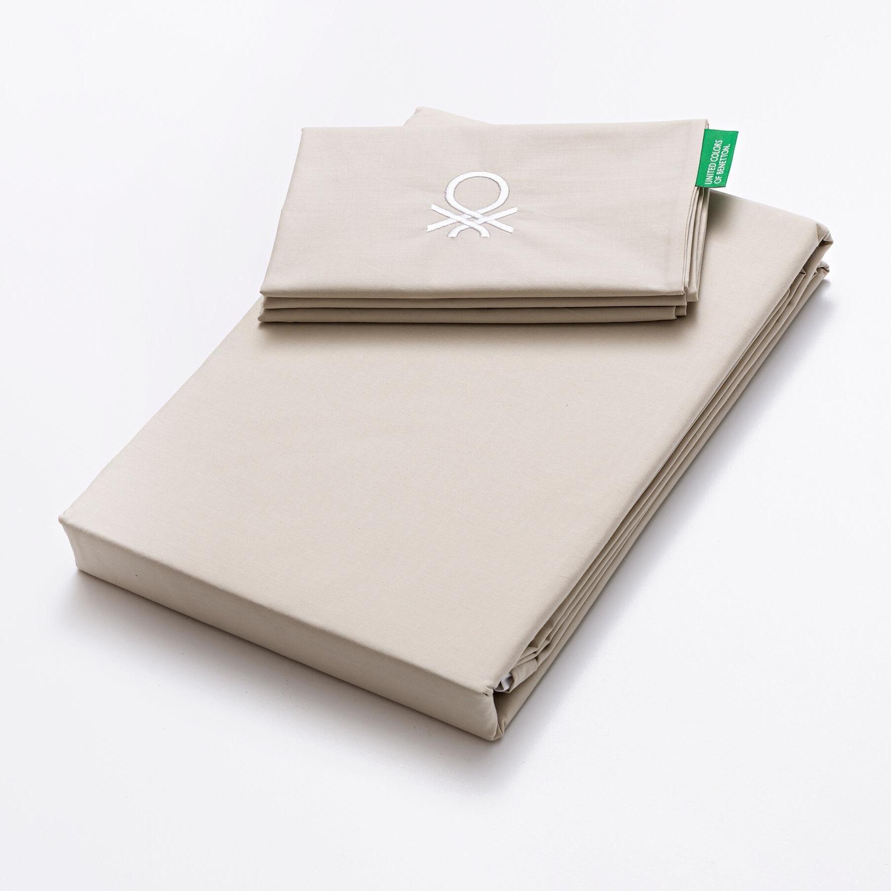 Set 2pc cama (funda nórdica 135x200cm + funda de almohada 80x80cm) 200tc 100% algodón beige y blanco neutral be