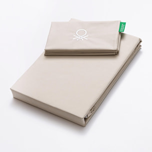 Set 2pc cama (funda nórdica 135x200cm + funda de almohada 80x80cm) 200tc 100% algodón beige y blanco neutral be