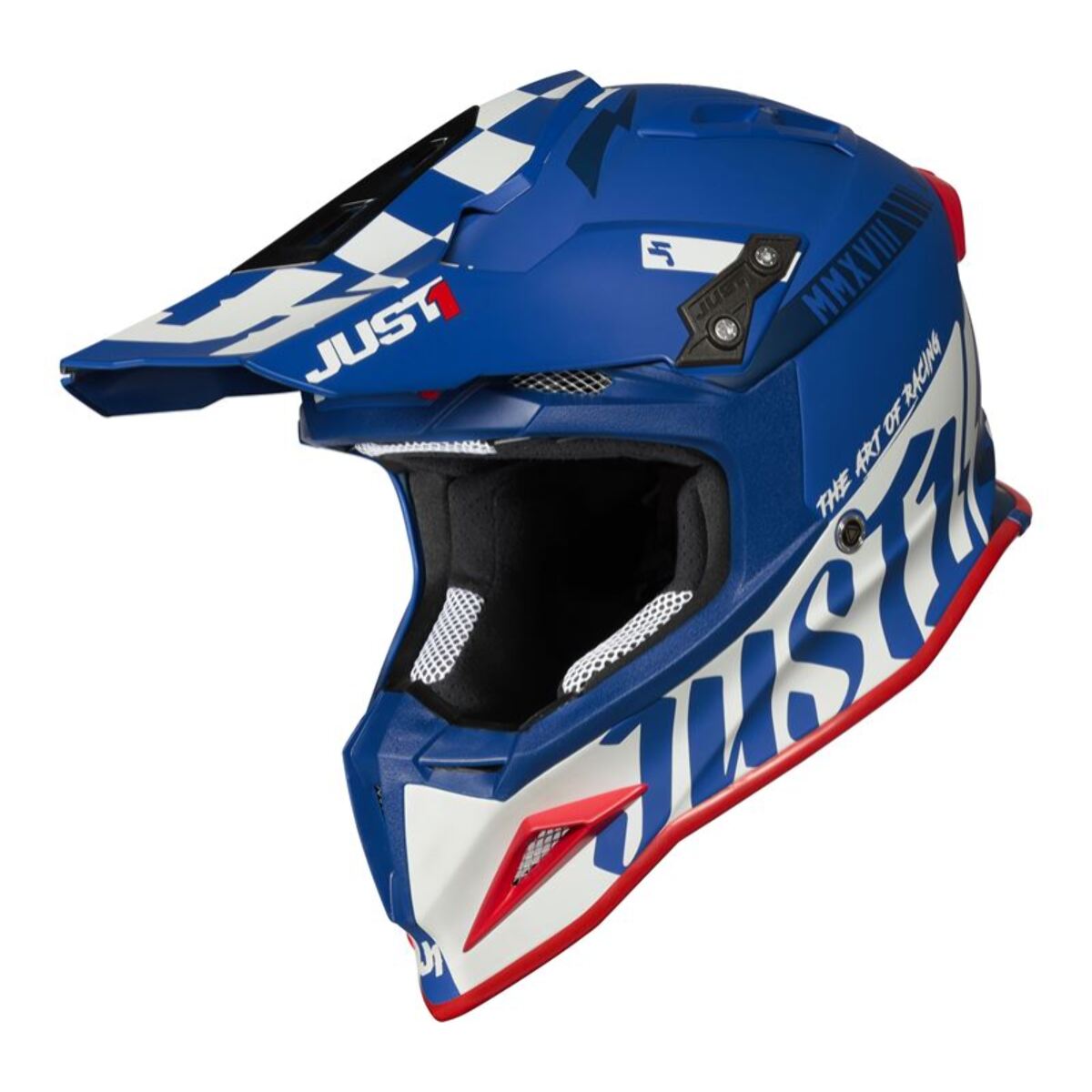 CASCO OFFROAD  J12 PRO RACER WHITE BLUE - Matt JUST1
