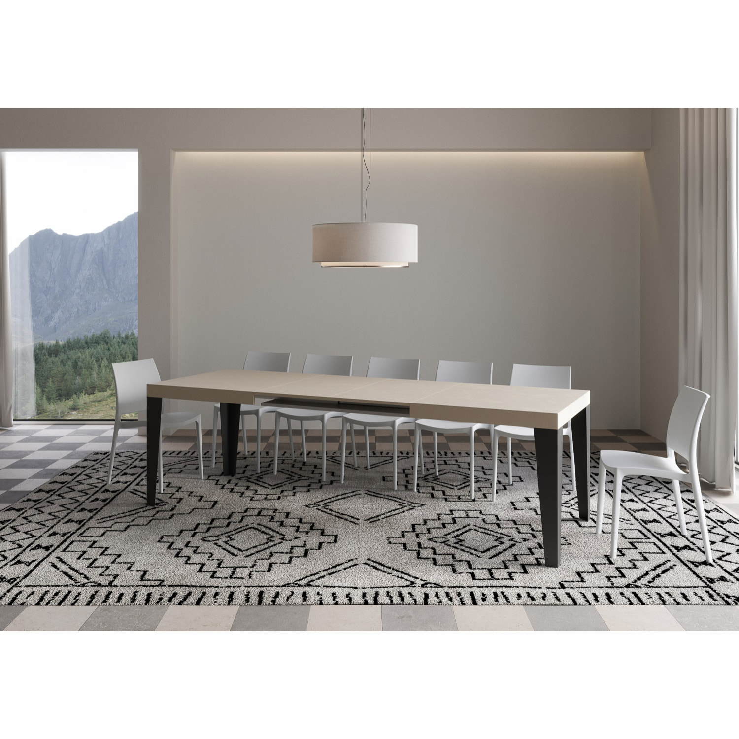 Mesa extensible 90x160/264 cm Flame cachemira patas antracita