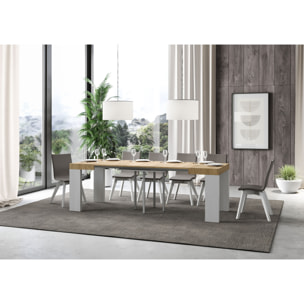 Mesa extensible 90x90/246 cm Roxell Mix tapa Roble Natural patas Fresno Blanco