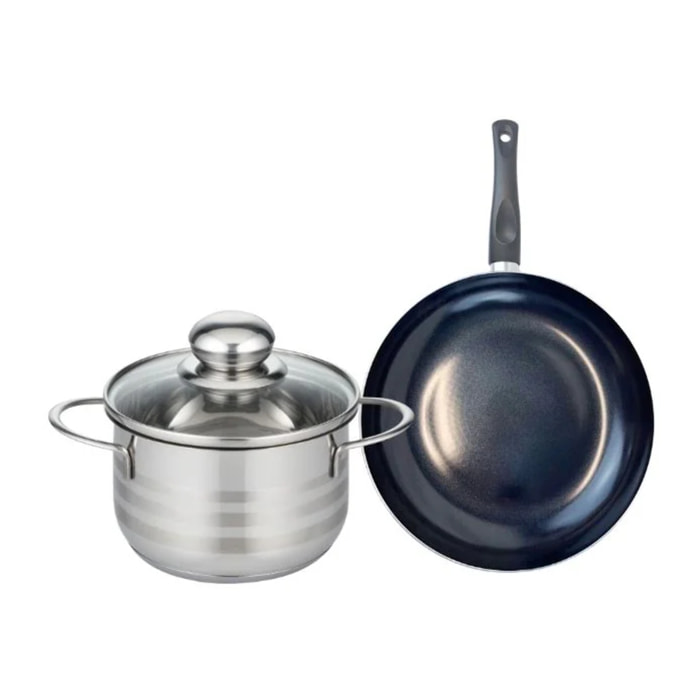 Ensemble de 1 Poêle de cuisson 20 cm et 1 faitout 16 cm Elo Prima Brillant