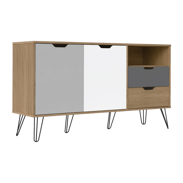 Aparador – Roble, blanco, gris claro y gris oscuro