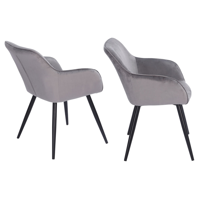 Chaise vintage GISELE velours gris