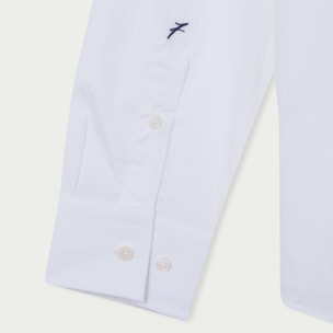 Camicia Uomo 1 Bottone Italiano Slim Popeline stretch Unito Bianco