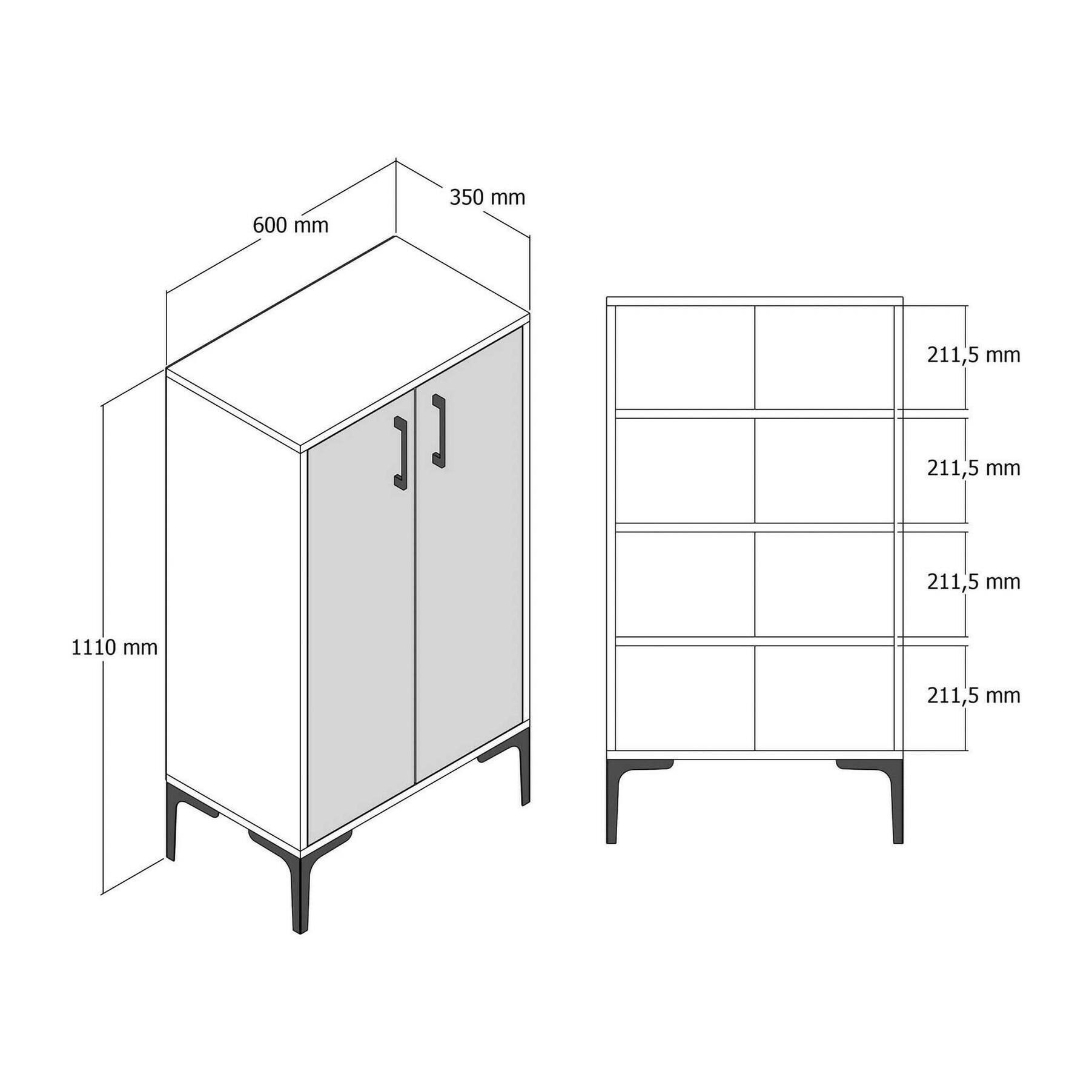 Scarpiera Dmarrull, Mobile portascarpe, Armadio da ingresso multiuso, Mobiletto per calzature, 60x35h111 cm, Noce e Bianco