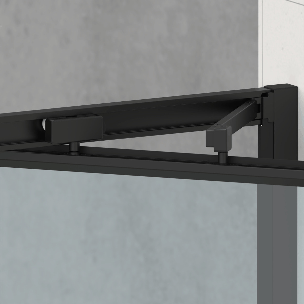 TEX-C ensemble porte compact/paroi 90x90cm anticalcaire avec profilés noir mat (SATTEXC90S90C)