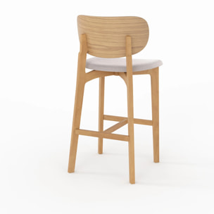 Lot de 2 chaises pour îlot central 66 cm en bois et tissu beige - Aria