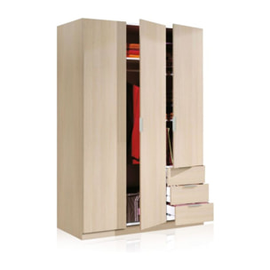Armario Hexa 3 puertas 3 cajones Roble