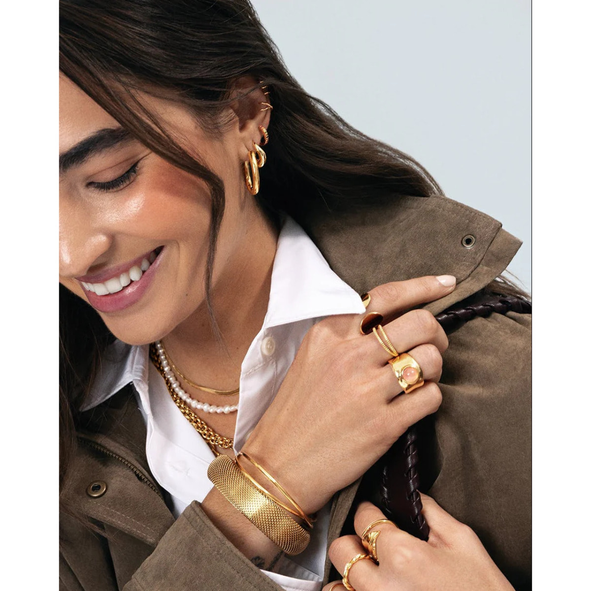 Brazalete Malla Acero Baño Oro