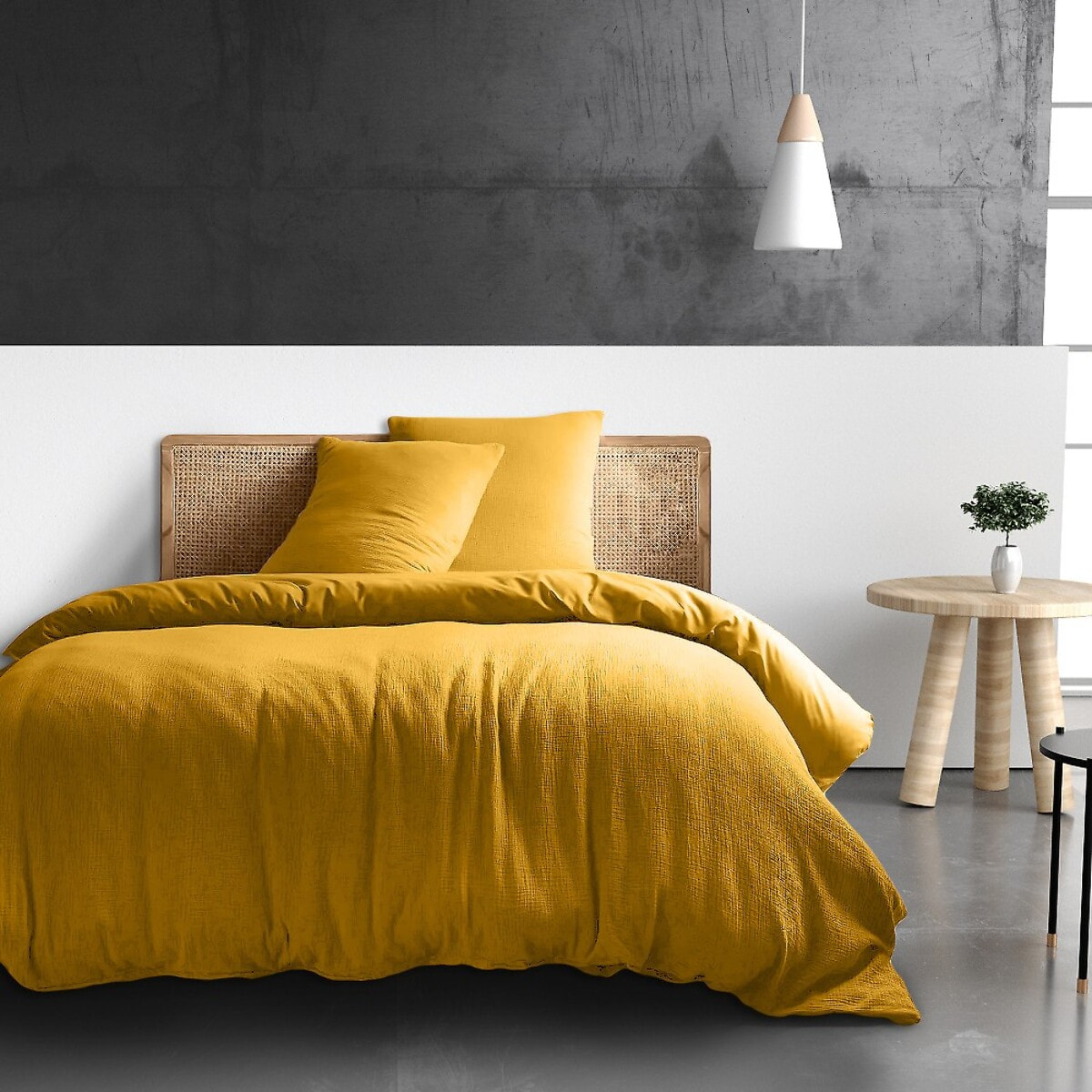 Paire de Taies D'oreiller 100% Gaze De Coton Safran Mineral