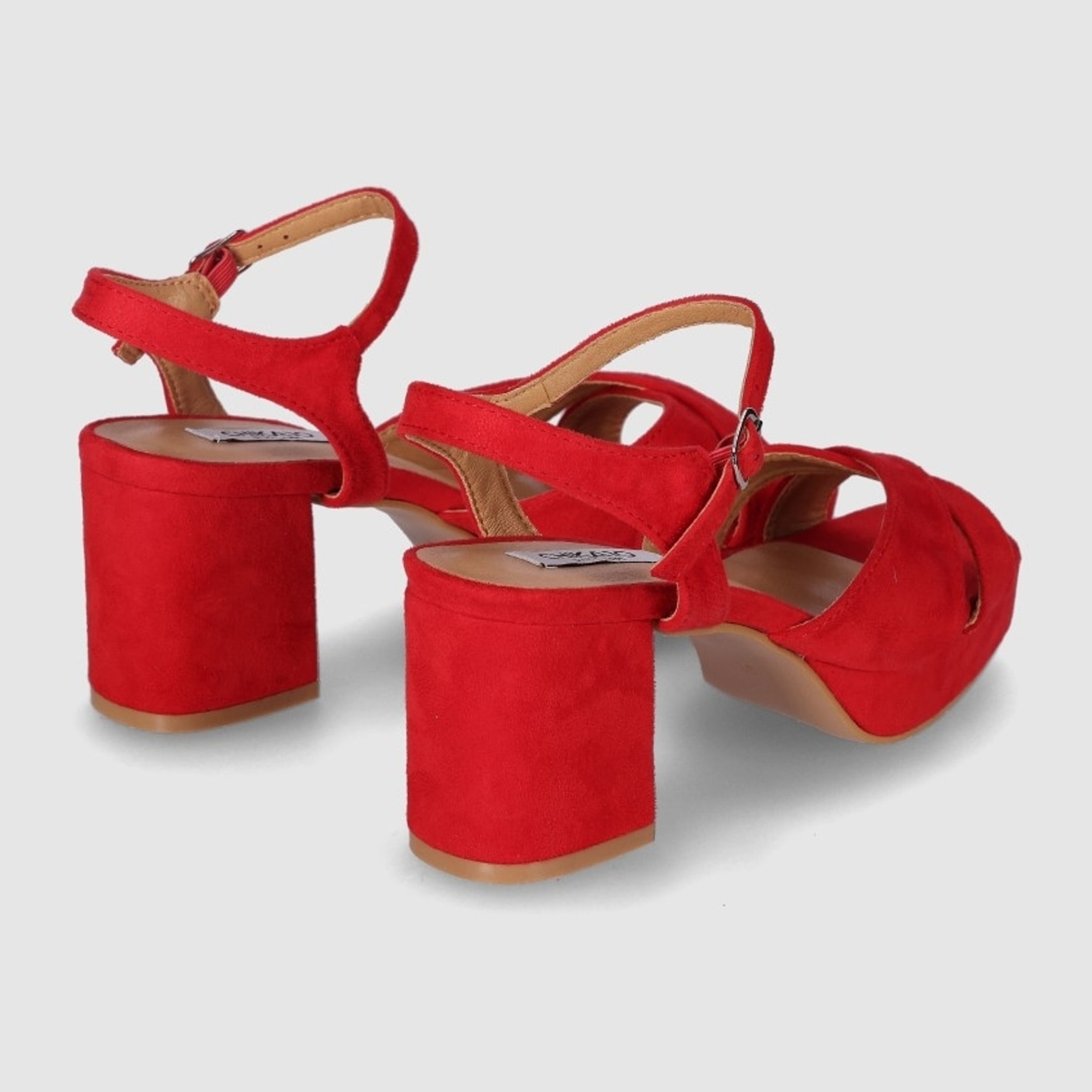 Sandalias de Tejido - Rojo - Tacón: 8 cm