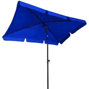 Ombrellone Rettangolare Da Giardino Parasole Balcone Inclinazione Regolabile Anti UV Impermeabile Per Mare Spiaggia Piscina Terrazzo 198x125 Cm Blu