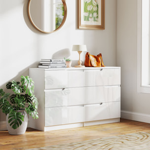 Cómoda con 6 Cajones Cómoda de Dormitorio Moderno con Anti-vuelco Cajonera para Salón Pasillo 120x40x75 cm Blanco