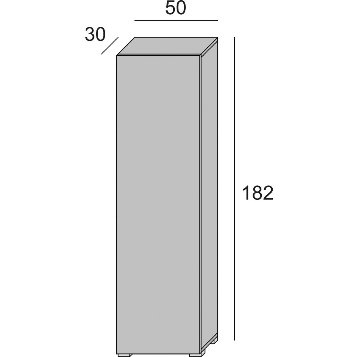 Armadio multiuso Fiordaliso, Mobile lineare a 1 Anta e 7 ripiani, Colonna da ingresso o bagno, Scarpiera moderna, 100% Made in Italy, Cm 50x30h182, Bianco