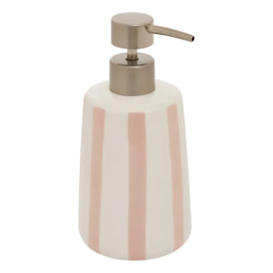 Distributeur de savon Strio à rayures rose blé 400ml