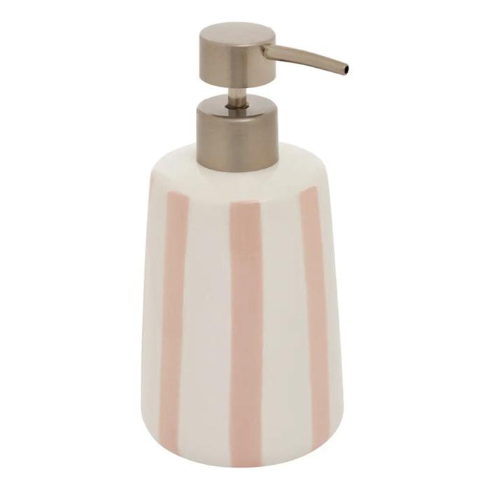 Distributeur de savon Strio à rayures rose blé 400ml