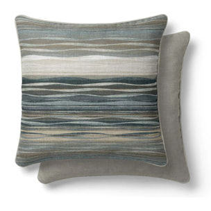 Housse de coussin satin de coton 115 g/m² imprimé bleu vert Strates ecume