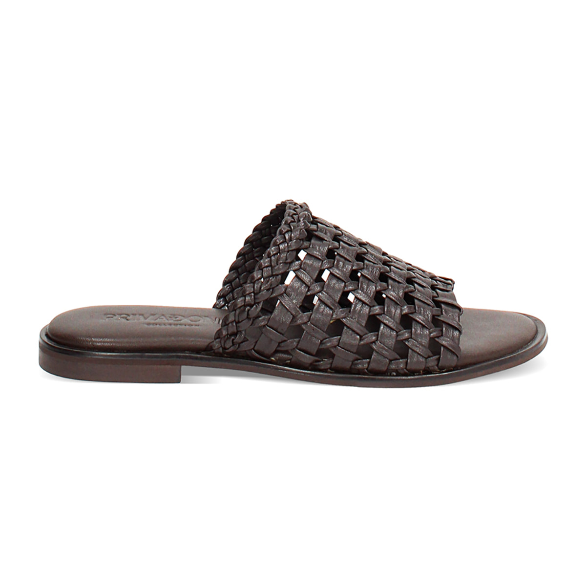 Sandali bassi donna testa di moro in pelle intrecciata