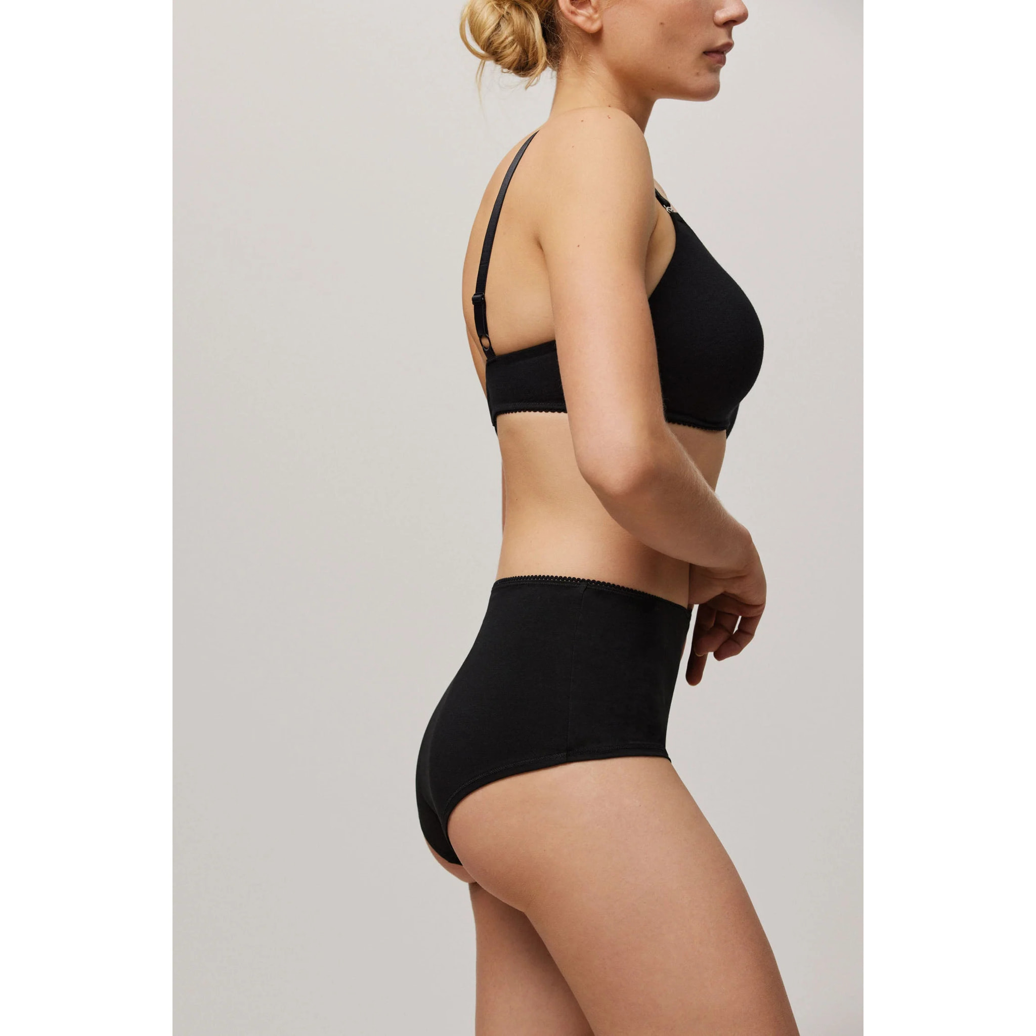 Slip neri a vita alta in cotone biologico