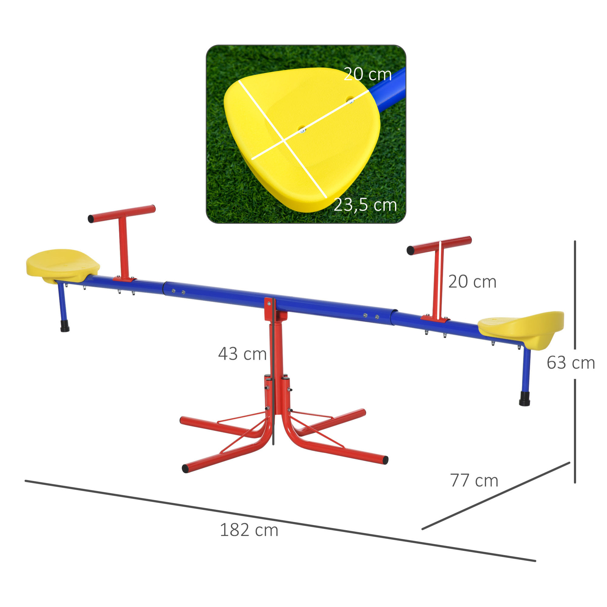 Trébuchet rotatif 360° - balançoire à bascule enfant - multicolore