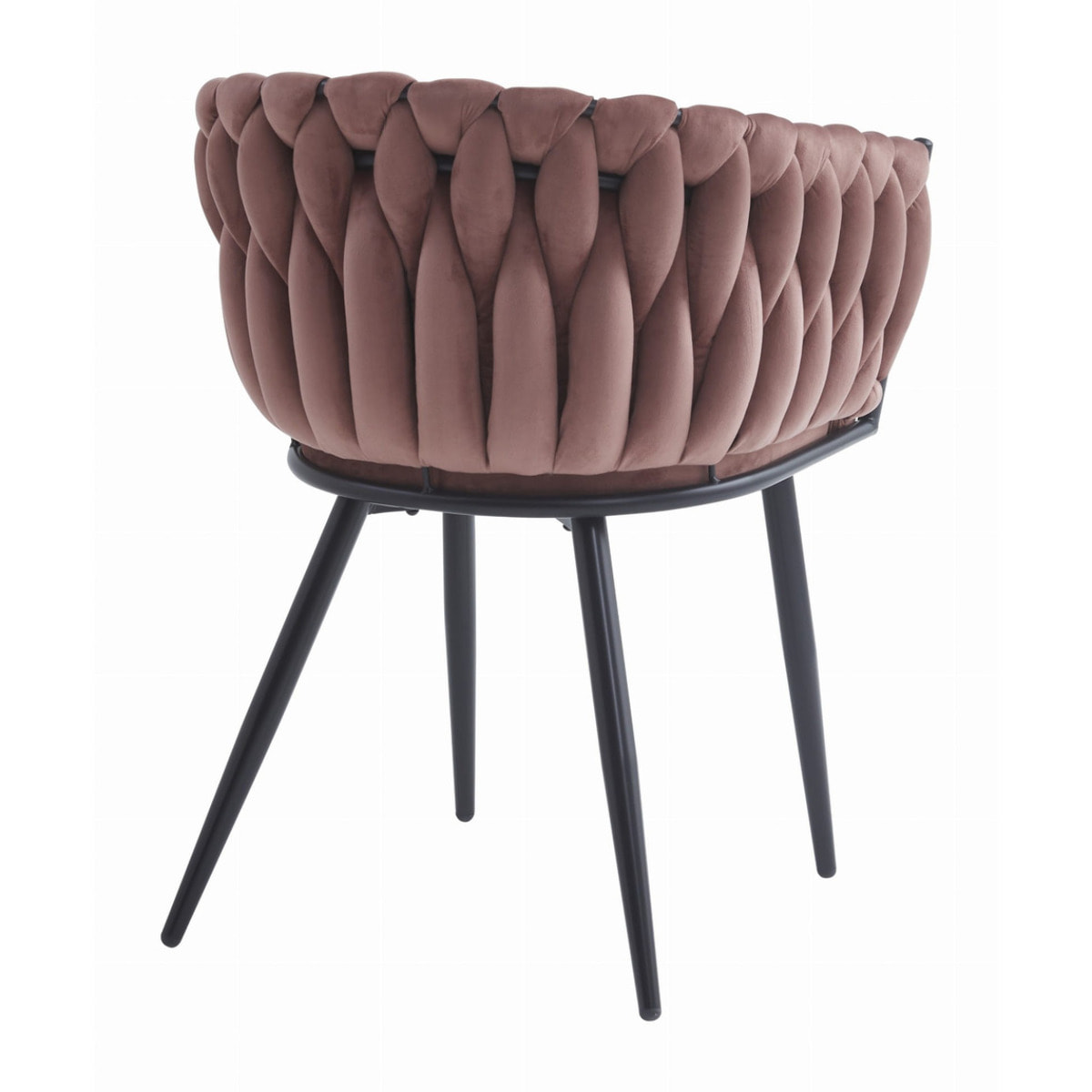Poltroncina Orion in velluto rosa antico e gambe nere
