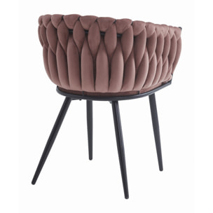 Poltroncina Orion in velluto rosa antico e gambe nere