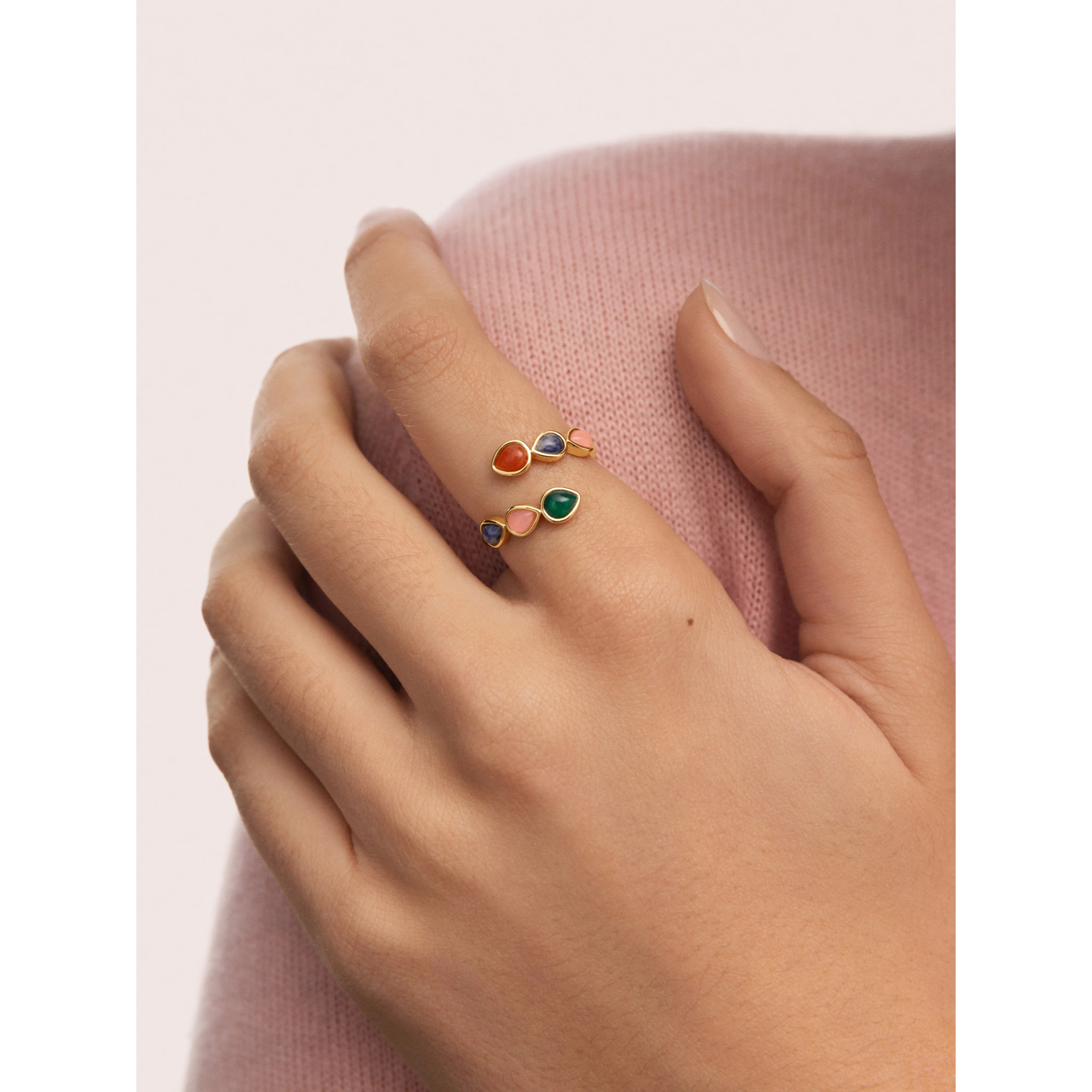 Anillo Gota Stones Baño Oro