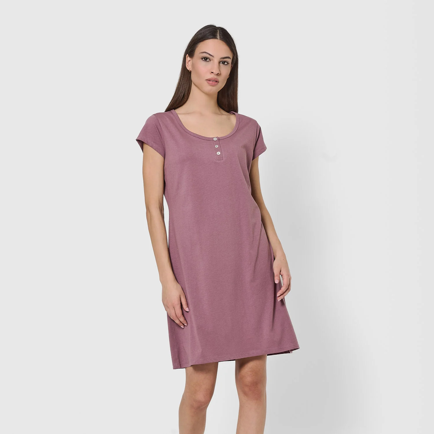 Camisón corto de algodón liso