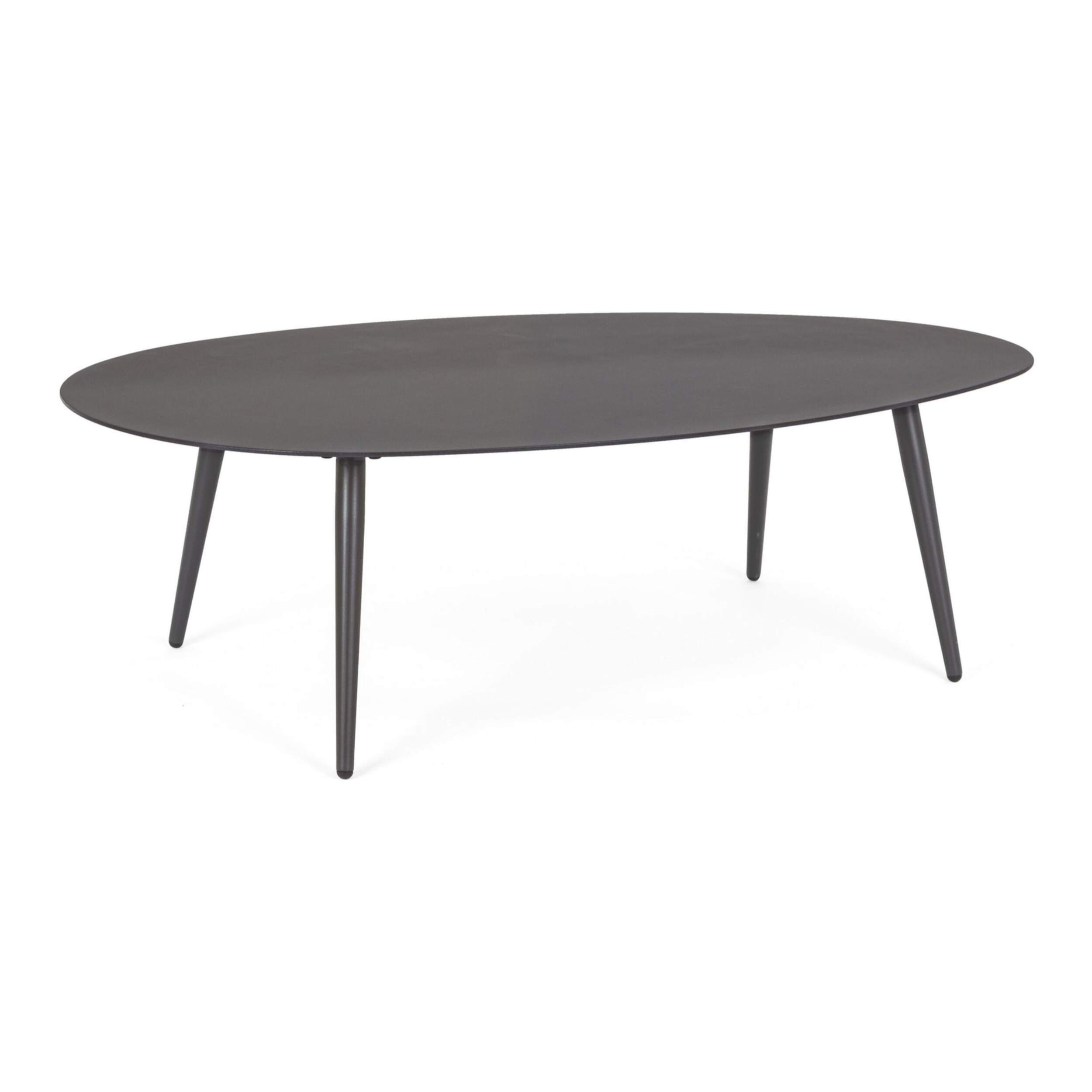 Tavolino ovale da giardino FARO in alluminio antracite verniciato a polvere, 120×75 cm