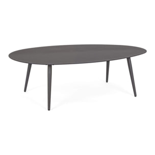 Tavolino ovale da giardino FARO in alluminio antracite verniciato a polvere, 120×75 cm