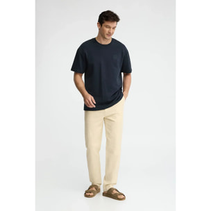 Camiseta azul marino con microestructura y parche Polo Club