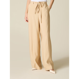 Oltre - Pantalones palazzo con banda lateral - Beige